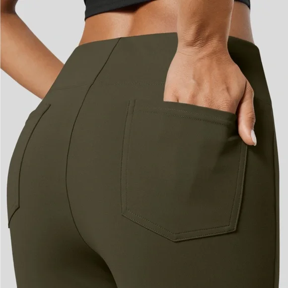 Halara Flex High Waisted Back Side Pockets Slight Flare Work Pants - Picture 4 of 7